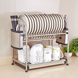 廚房收納新選擇 304雙層不銹鋼碗碟收納架的實用與美學